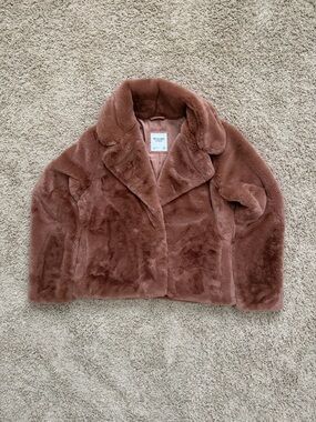 Abercrombie & Fitch Women’s Size Medium Brown Fur Soft Teddy Coat Winter Jacket